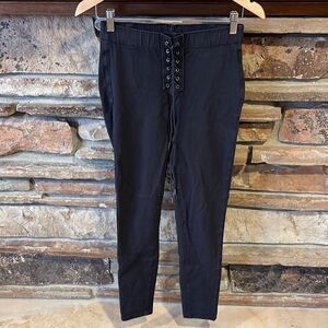 American Eagle Black Lace Up Fly Skinny Pull On Jeans